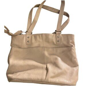 Beige leather tote purse